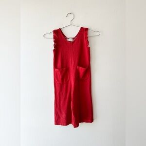 Zara - One Piece Sleeveless Ruffle Jumpsuit- Red -Pockets -Cropped - Size 7